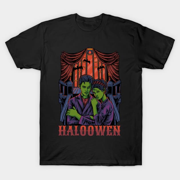 Dracula couple T-Shirt by phsycartwork